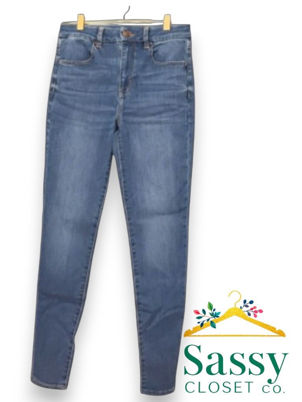 ✨ AMERICAN EAGLE Curvy High Rise Skinny Jegging 6 Blue Ne(x)t Level EUC ✨